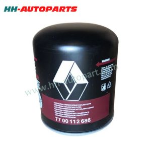 Air Dryer Filter Cartridge for Renault 7700867824 7700112686 7700863124 Euro Truck Spare Parts HH-AutoParts Ref No. RENAULT 7700867824, 7700869029, 7700863124, 7700112686 Description Air Dryer Filter Cartridge Application Renault