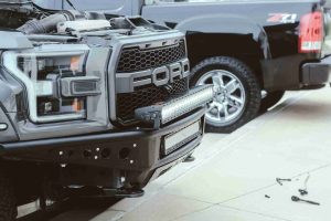 The head of a Ford vehicle